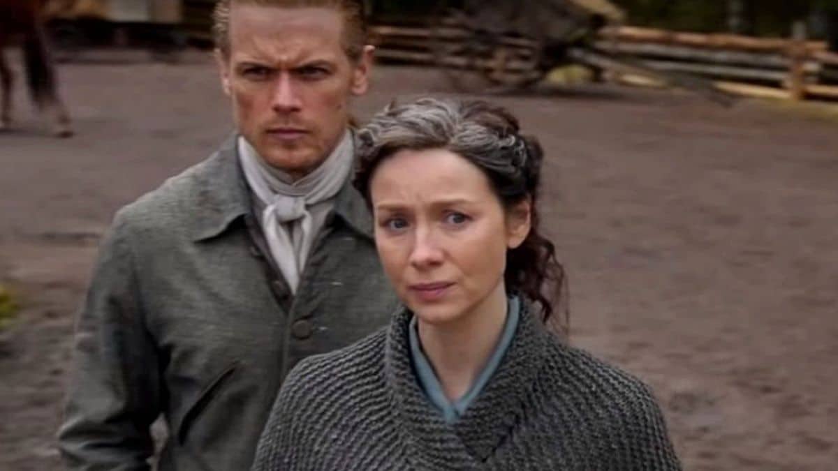 Sam Heughan as Jamie and Caitriona Balfe as Claire Fraser, as seen in Season 6 of Starz's Outlander