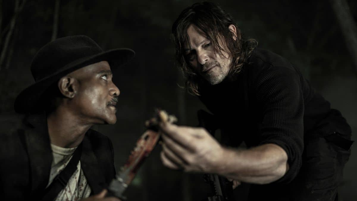 Seth Gilliam as Father Gabriel and Norman Reedus as Daryl Dixon, as seen in Episode 16 of AMC's The Walking Dead Season 11