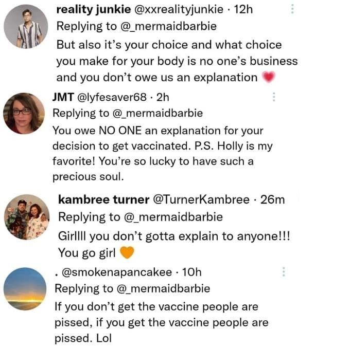 ashley jones' twitter followers respond to her getting vaccinated for covid-19