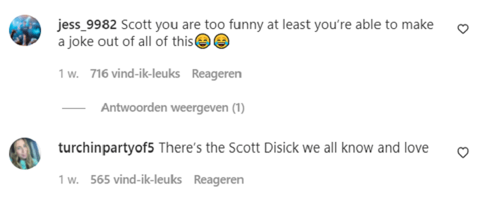 Screenshot of Scott Disick Instagram comments