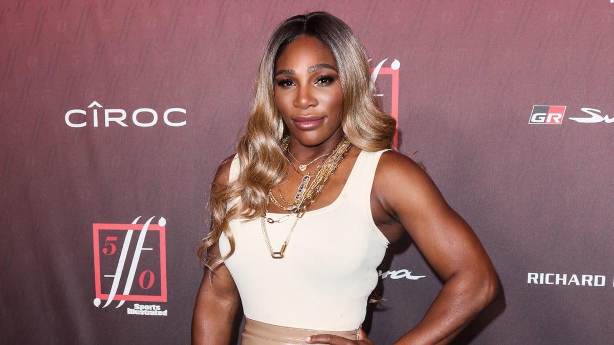 Serena Williams arrives at the Sports Illustrated Fashionable 50 held at Sunset Room Hollywood .