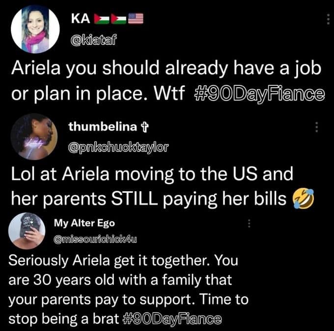 90 day fiance viewers aren't happy with ariela for relying on her parents and not having a plan