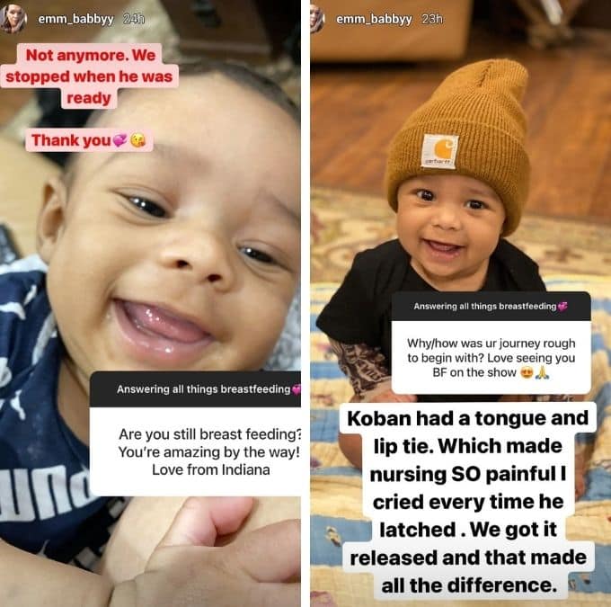 90 day fiance star emily bieberly answered a q&a about breastfeeding on IG stories