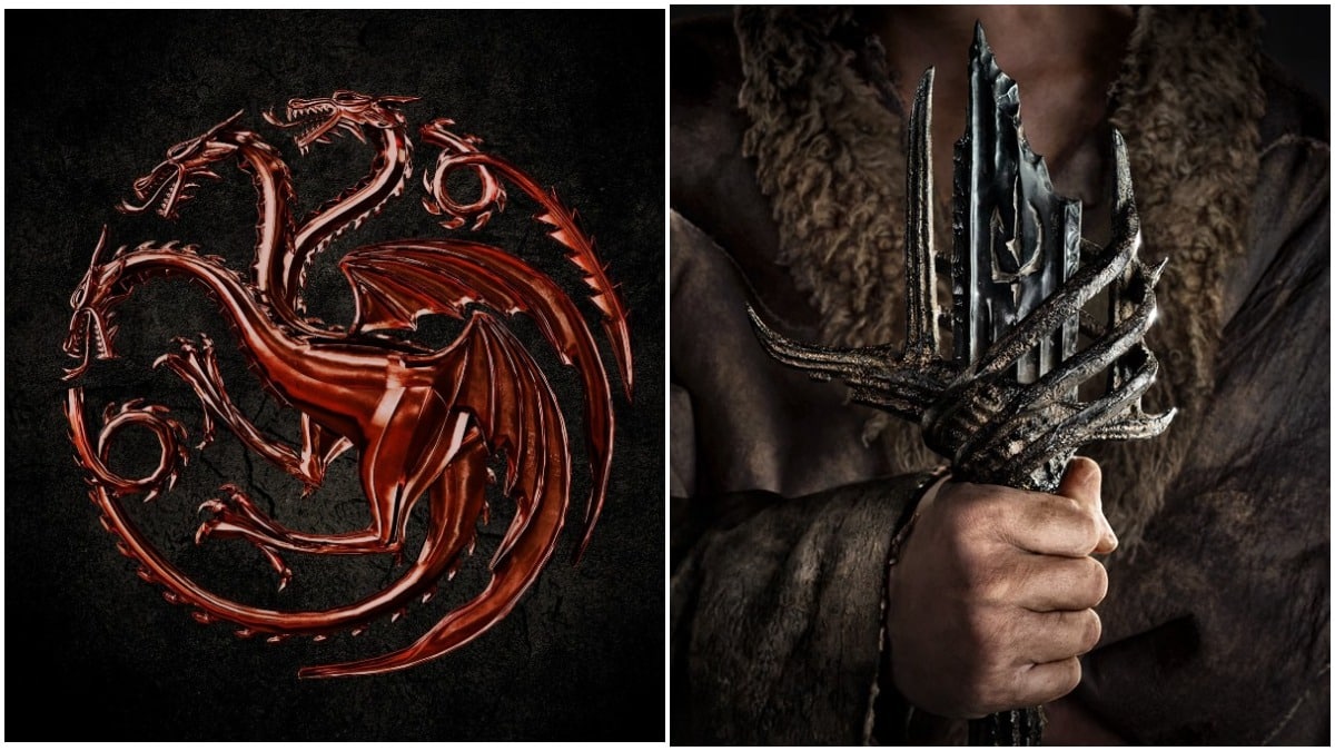 Promotional posters for HBO's House of the Dragon and Amazon's The Lord of the Rings: The Rings of Power