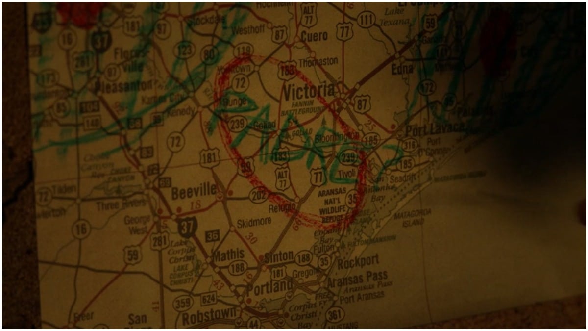 The word ‘Padre’ is written on a map, as seen in Episode 2 of AMC's Fear the Walking Dead Season 7