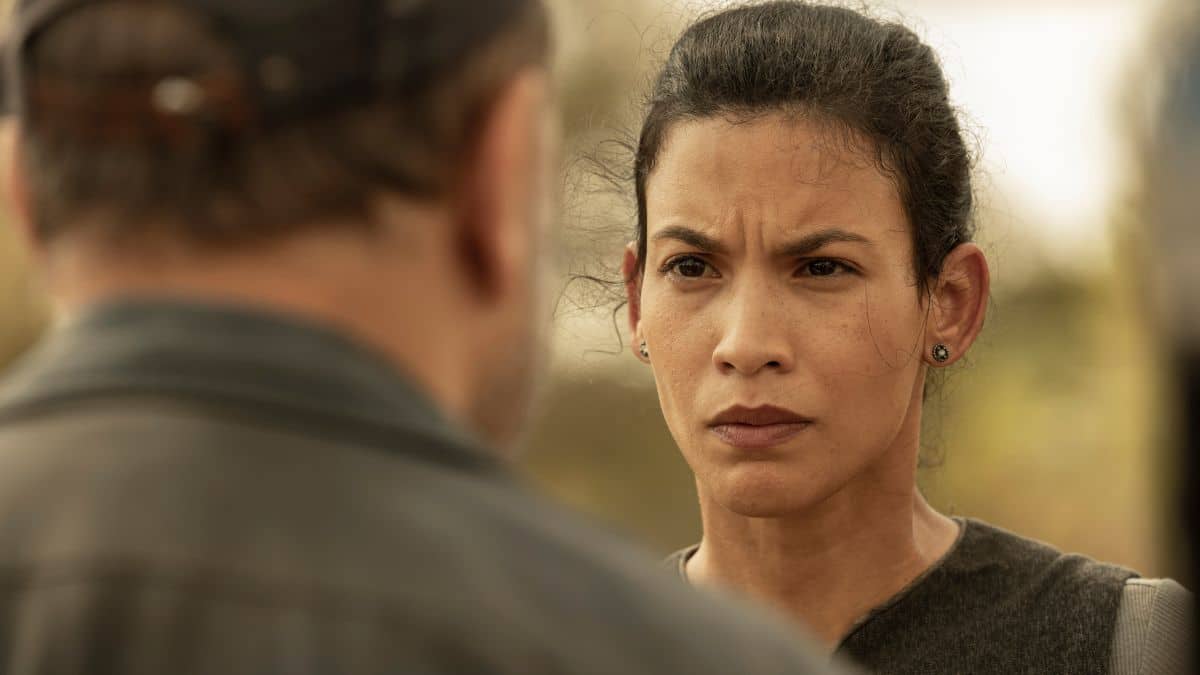 Ruben Blades as Daniel Salazar and Danay Garcia as Luciana, as seen in Episode 11 of AMC's Fear the Walking Dead Season 7