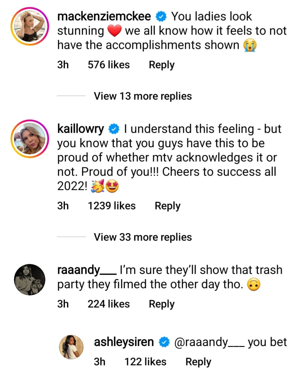 ashley jones receives support from mackenzie mckee and kail lowry on IG after mtv skipped her salon opening on tm2
