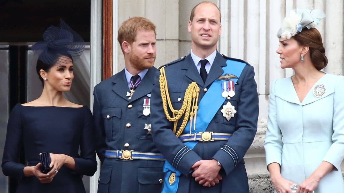 Meghan Markle, Prince Harry, Prince William and Kate Middleton on Buckingham Palace balcony
