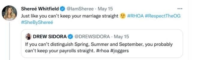 Drew Sidora tries to throw shade at Sheree Whitfield. 