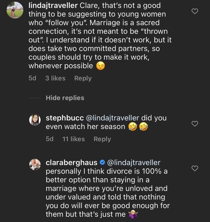 Clara Berghaus' comment section