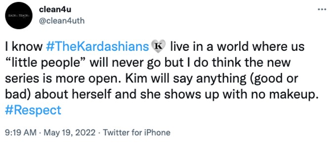 Another viewer loves how Kim could be down to earth while filming.