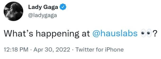Screenshot of Lady Gaga's tweet.