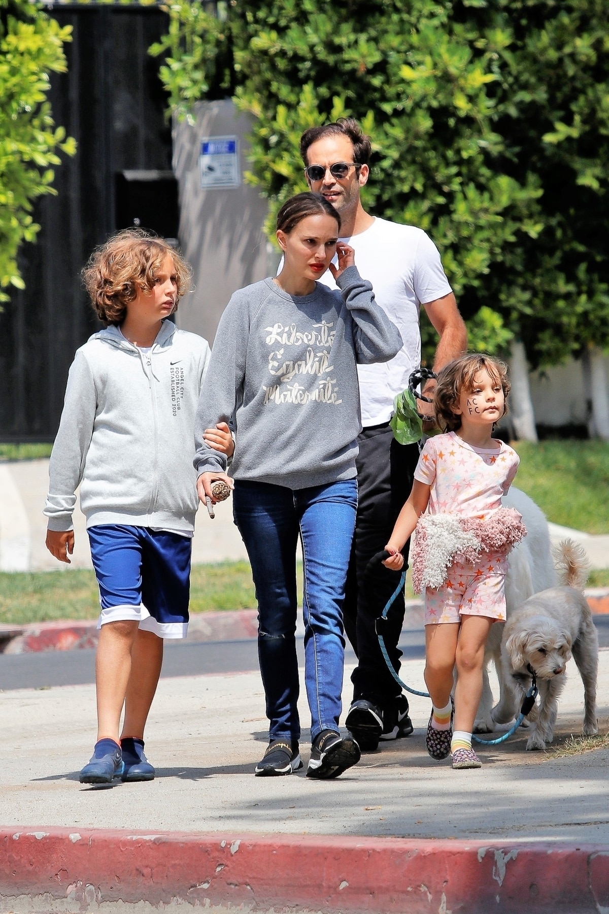 Natalie Portman with her husband Benjamin Millepied and their children Amalia and Aleph
