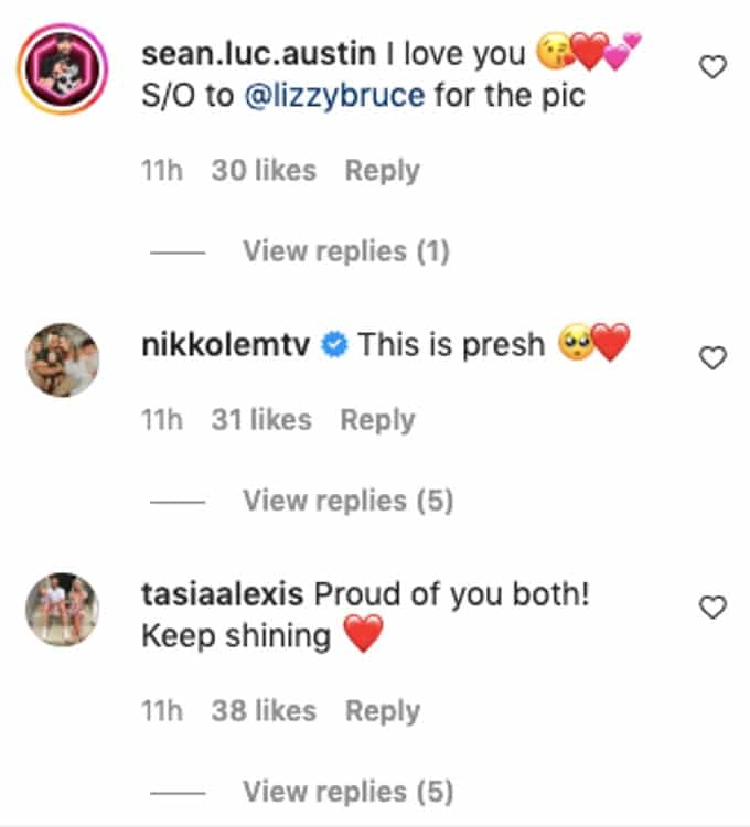 Sean responded to Jade's sweet message, and so did other fans.