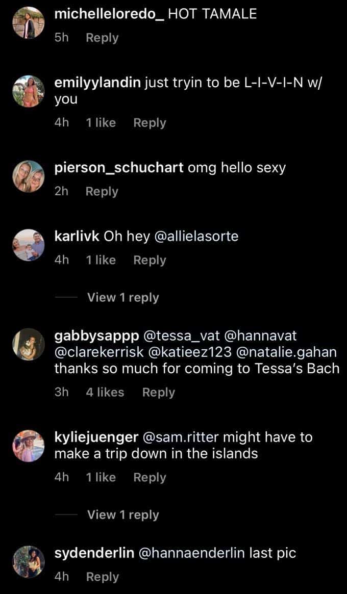 Tyler Cameron's comment section