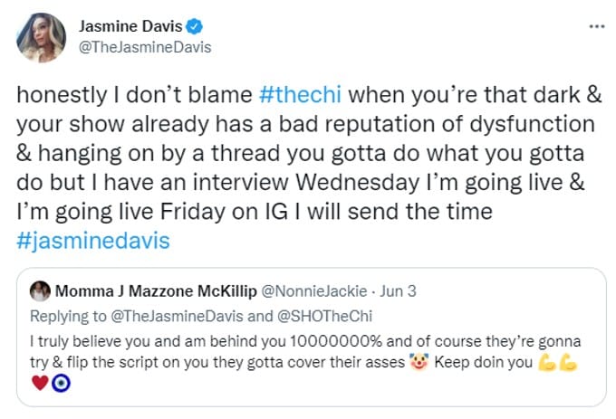 Davis attacks The Chi on Twitter
