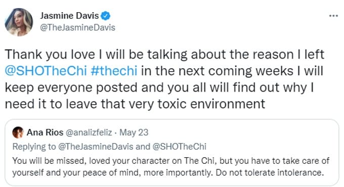Davis tweets about toxic environment