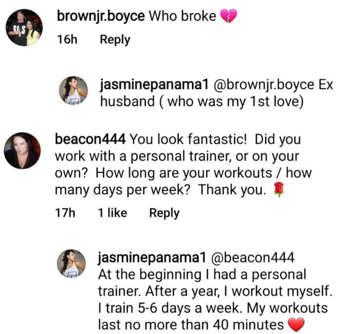 jasmine pineda answers fan questions on IG about her ex-husband and her workouts