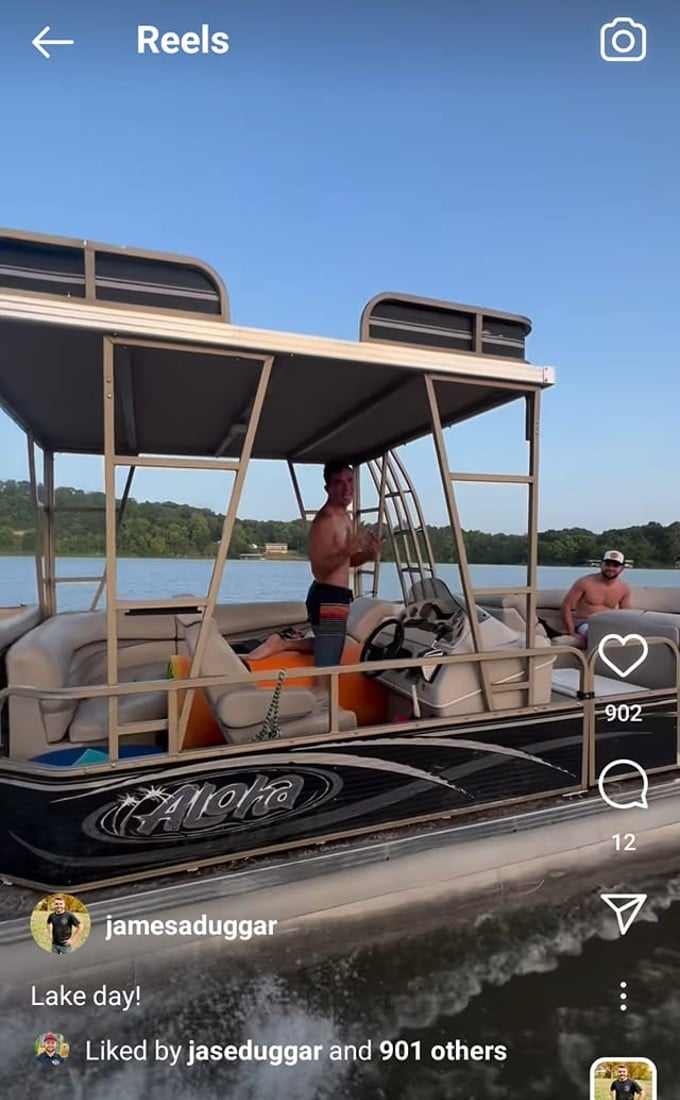 Jason Duggar shirtless on boat.
