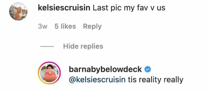 Kelsie has exchange with Barnaby post.