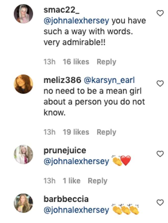 Other viewers back John and clap back at the hater.