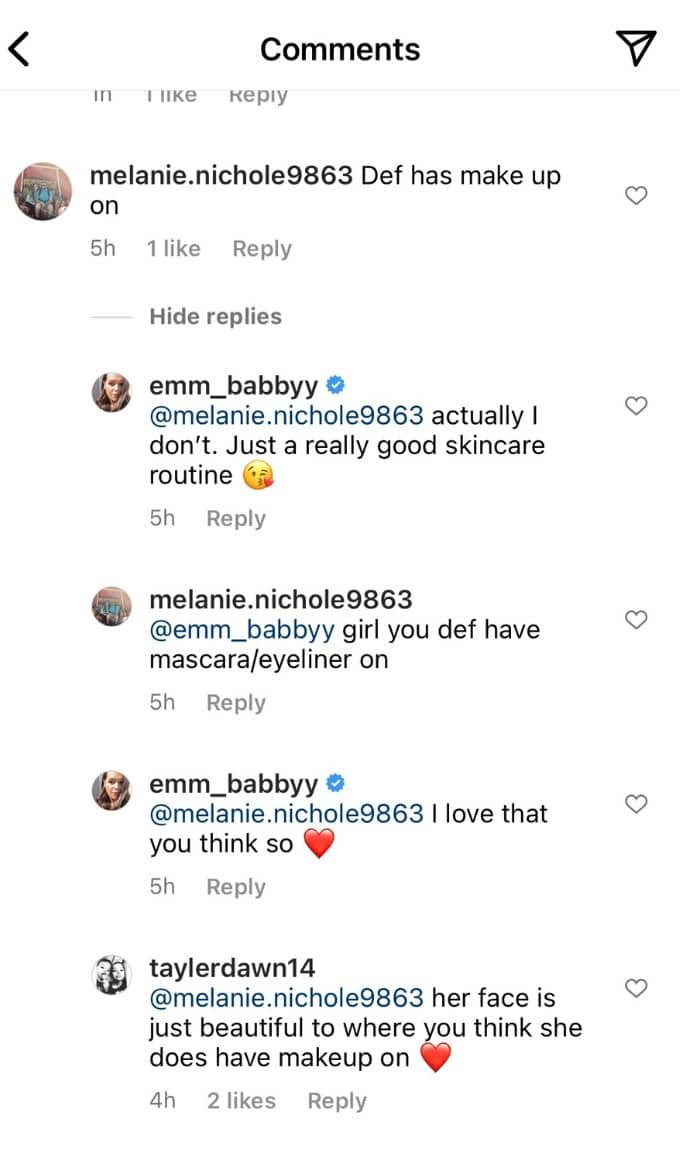 Emily Bieberly's Instagram comments