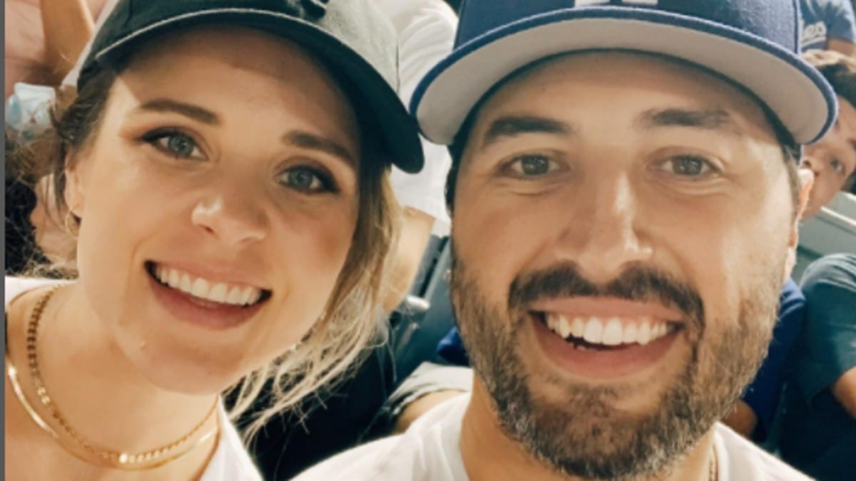 Jinger and Jeremy at a Dodgers game.