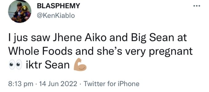Tweet about Jhene Aiko