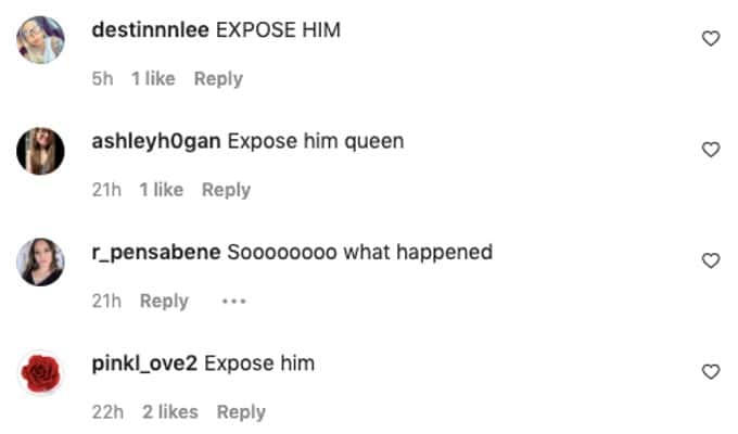 Fans want Cassidy to expose who her boyfriend is/was.