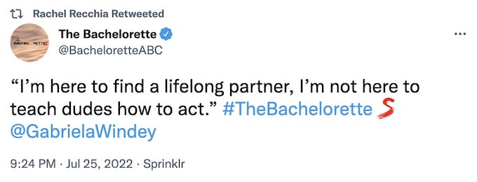 Gabby's quote during Monday's Bachelorette episode.