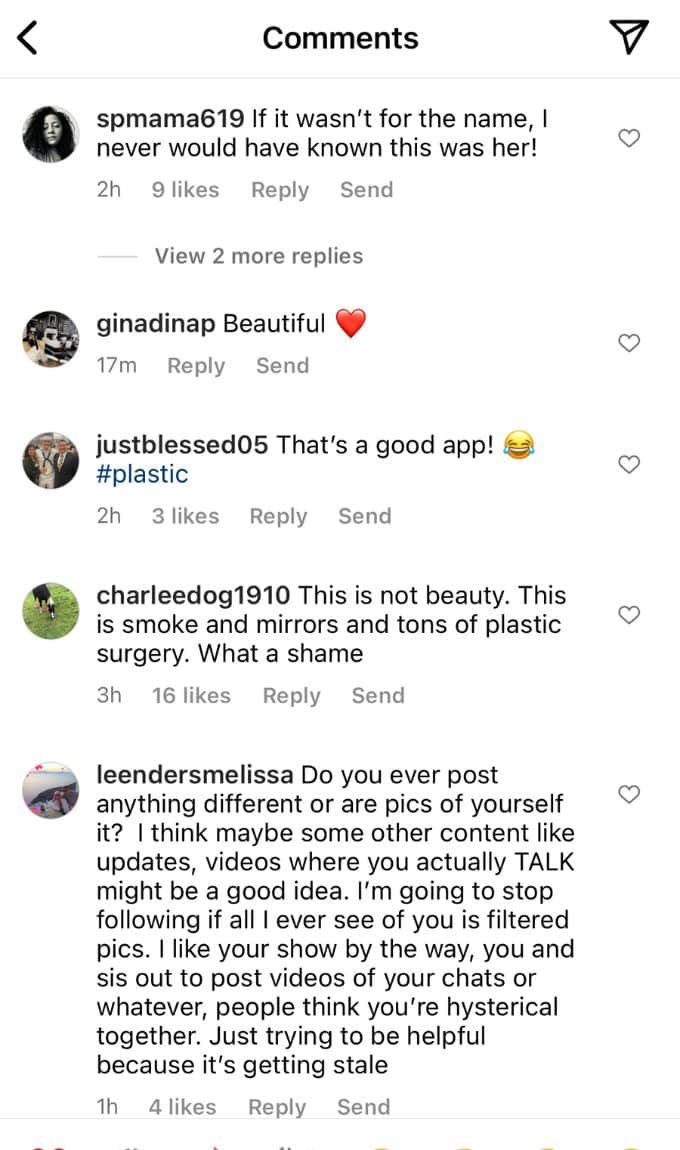 Stacey Silva's Instagram post comments