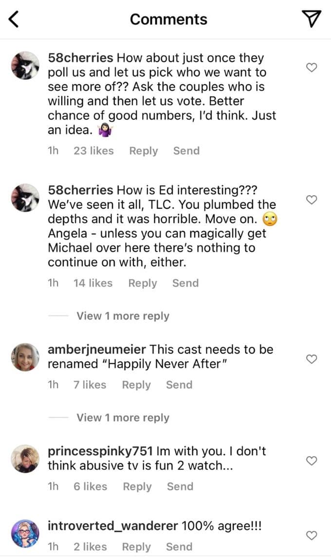 Instagram comments about 90 Day Fiance: Happily Ever After?