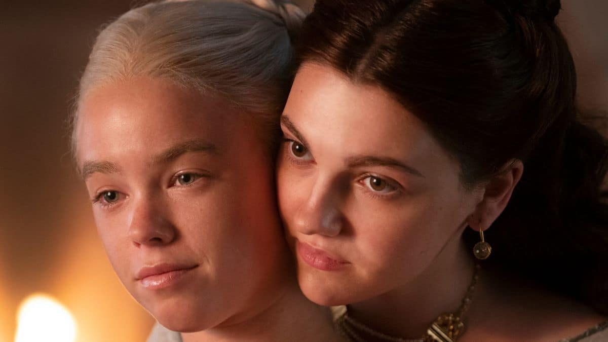 Milly Alcock as Young Rhaenyra and Emily Carey as Young Alicent, as seen in Episode 1 of House of the Dragon Season 1. Pic credit: HBO/Ollie Upton