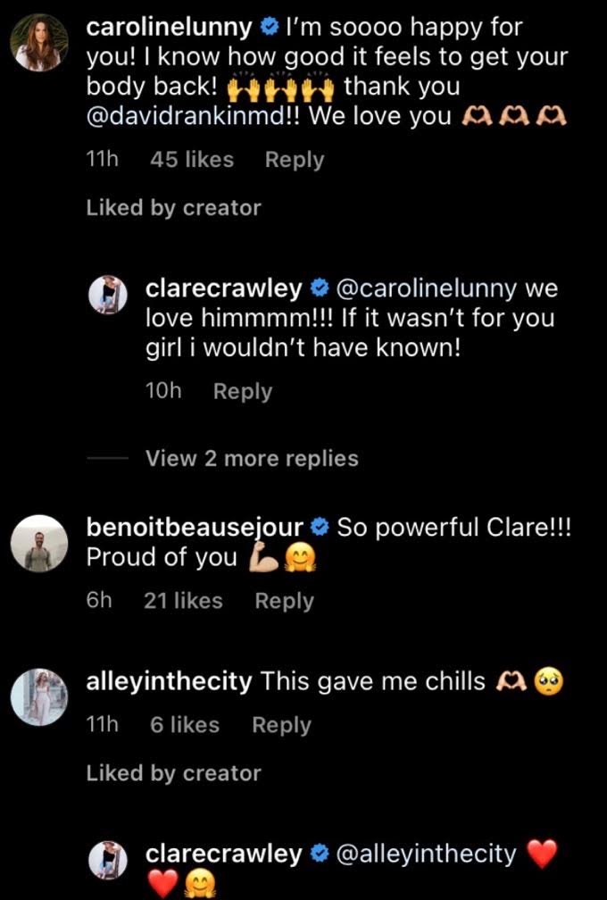 Clare Crawley's comment section