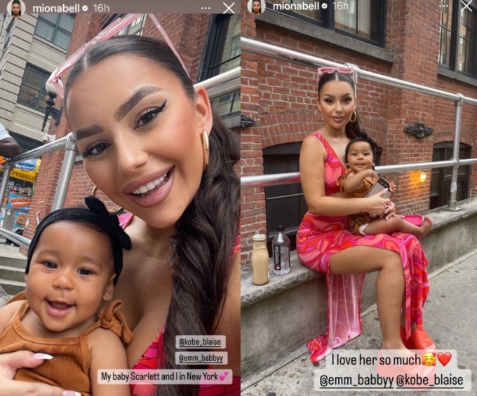 90 Day Fiance star Miona Bell snaps a photo with Kobe Blaise and Emily Bieberly's daughter.