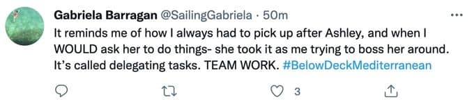 Gabriela reminded of dealing with Ashley on Below Deck Sailing Yacht.