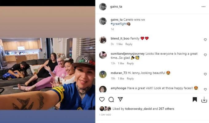 Jenny Slatten's daughter's wife's Instagram post