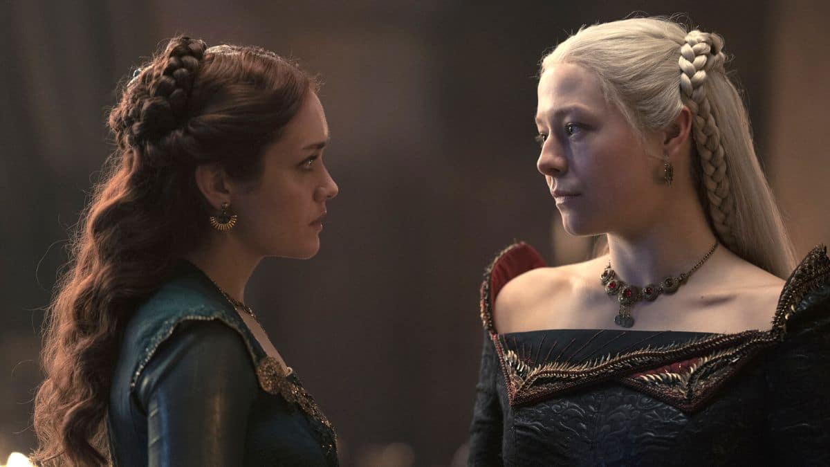 Olivia Cooke as Alicent Hightower and Emma D'Arcy as Princess Rhaenyra Targaryen star in Season 1 of HBO's House of the Dragon
