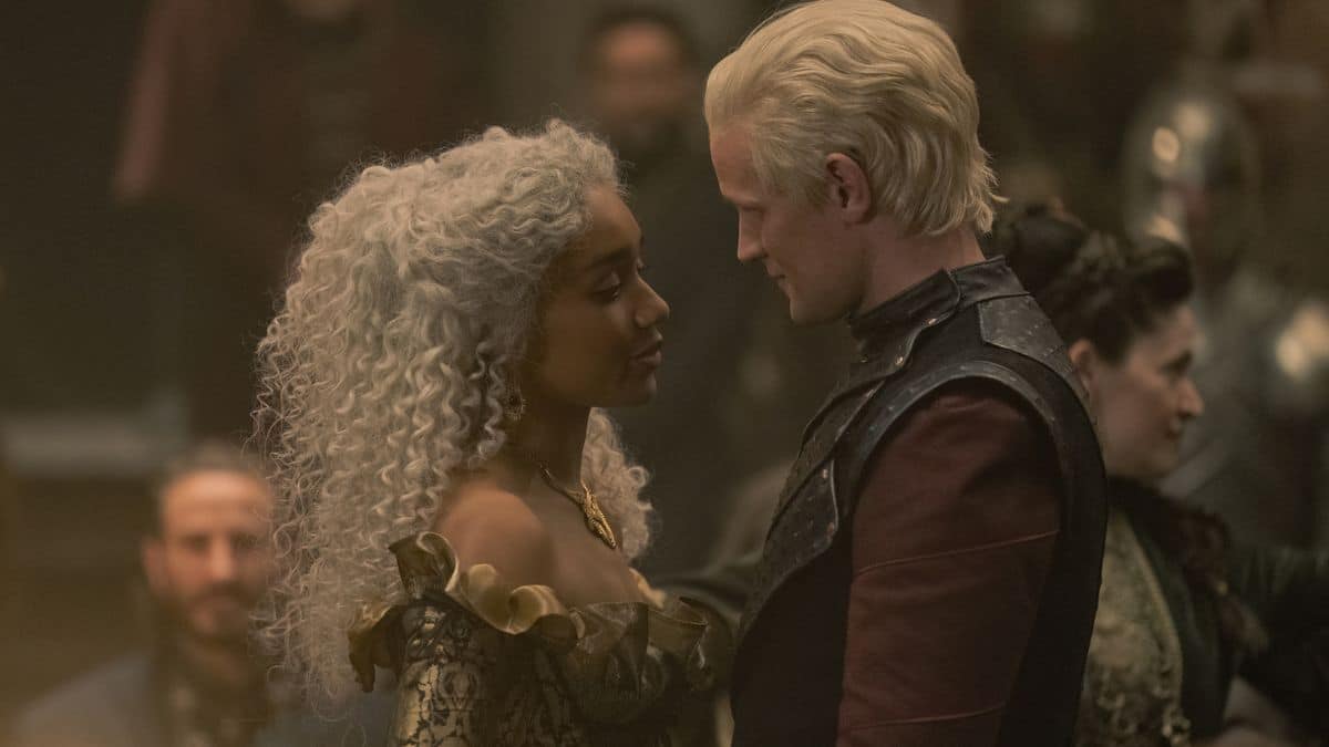 Savannah Steyn as Young Lady Laena Velaryon and Matt Smith as Prince Daemon Targaryen, as seen in Episode 5 of HBO's House of the Dragon Season 1