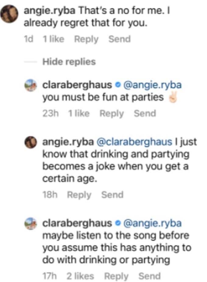 Clara Berghaus' comment section