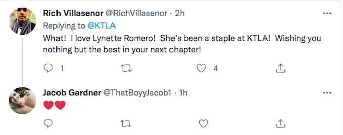 Another tweet about Lynette Romero leaving KTLA