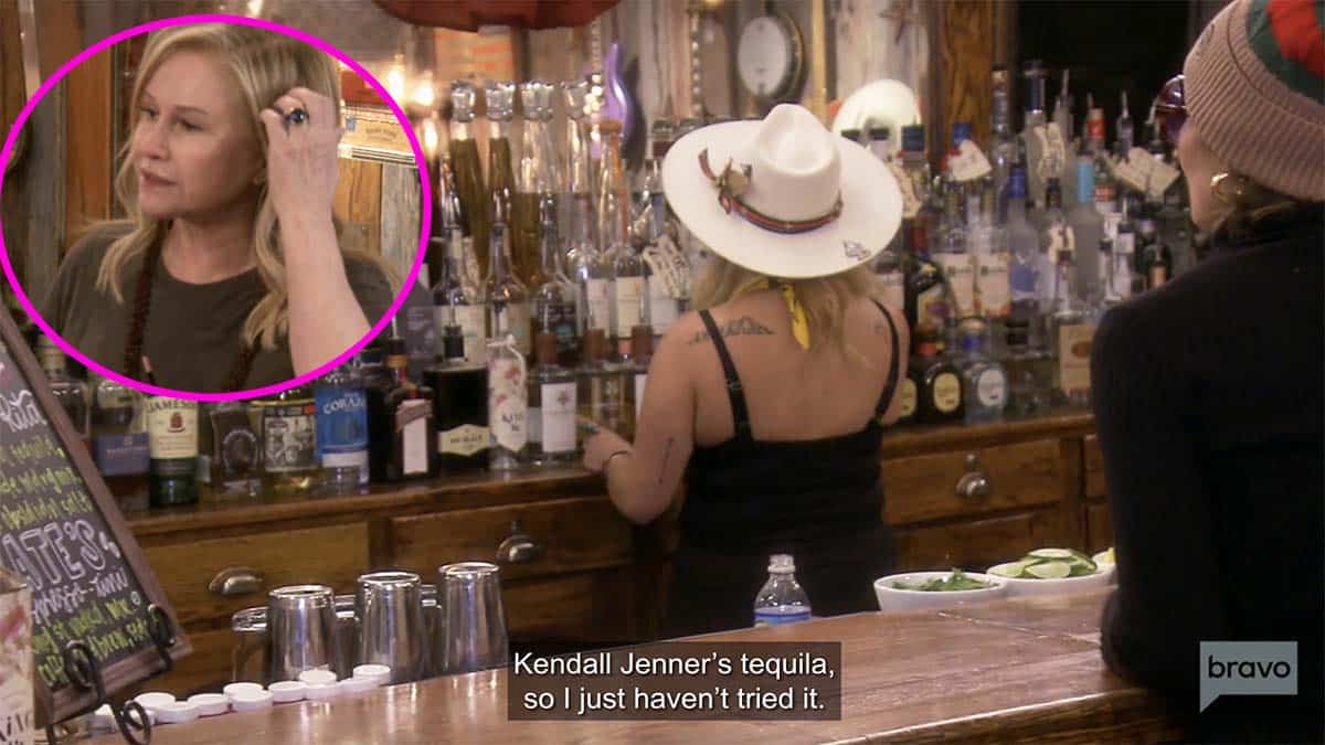 RHOBH Lisa Rinna ordering Kendall Jenner's tequila while Kathy Hilton looks on, annoyed