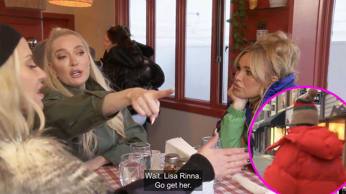 RHOBH Erika Jayne pointing at Lisa Rinna in the streets and saying to "go get her!" 