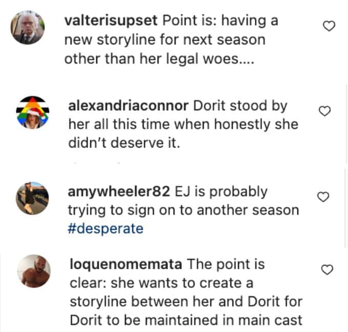 Comments on Erika dissing Dorit and PK
