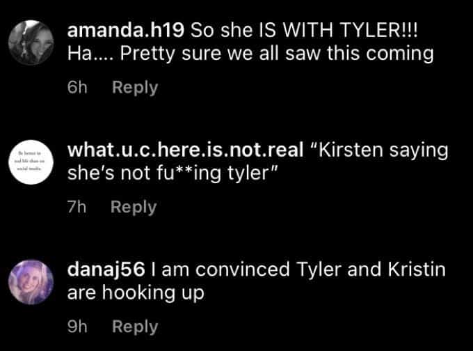Comments about Tyler Cameron and Kristin Cavallari