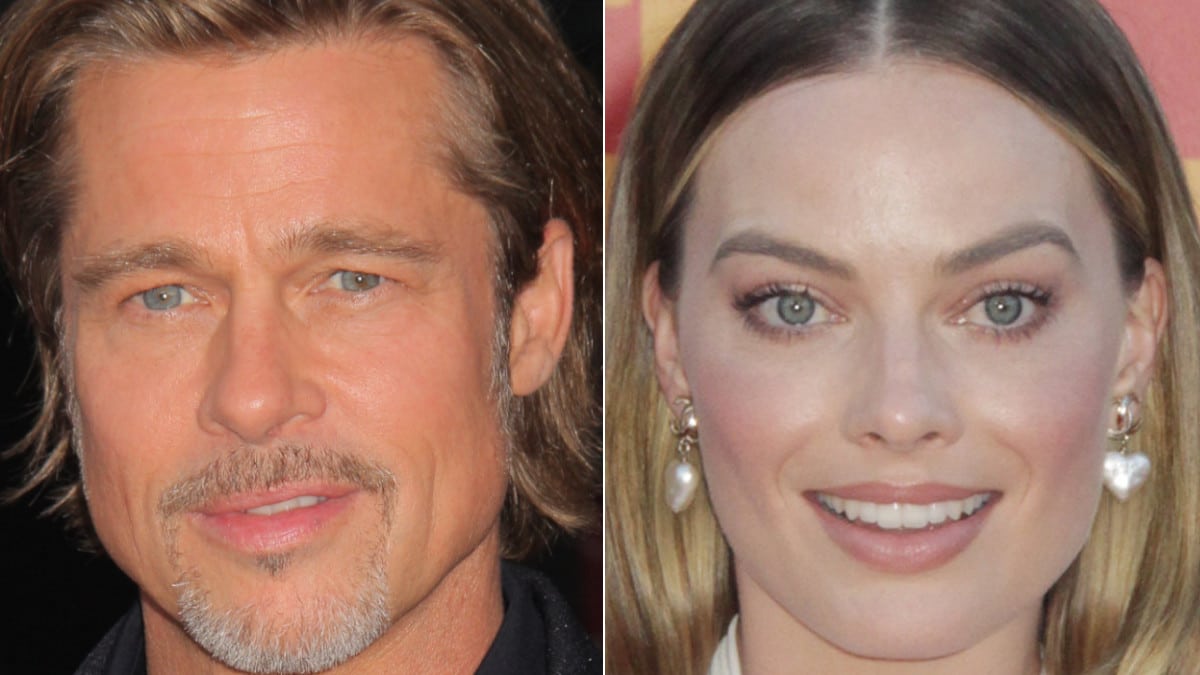 Brad Pitt poses at a screening of Ad Astra, and Margot Robbie poses at the premiere of The Suicide Squad