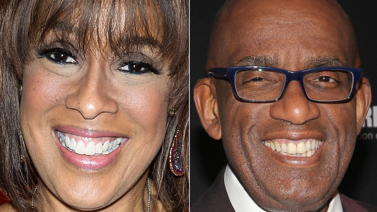 Gayle King arrives at the Time 100 Gala in 2019, and Al Roker attends Netflix's 2014 Golden Globes After Party