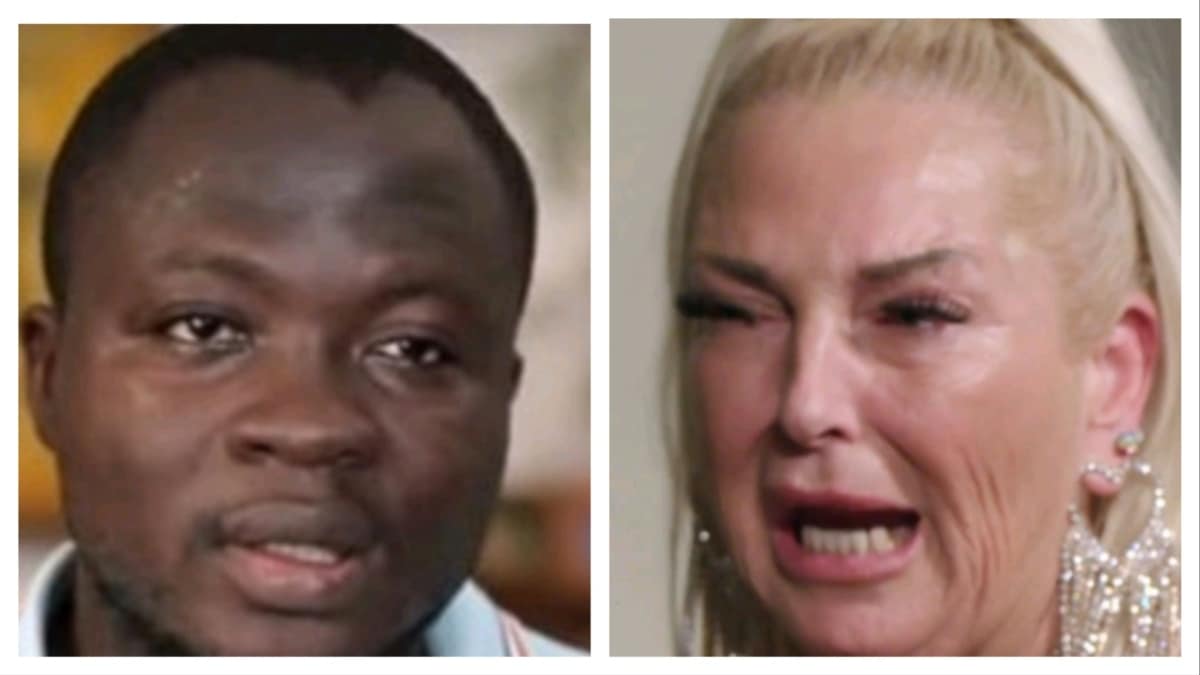 A close-up screenshot of Michael Ilensami and Angela Deem looking upset from one of many arguments on 90 Day Fiance.