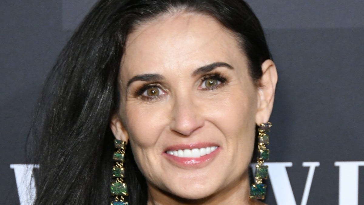 Demi Moore poses on the red carpet.