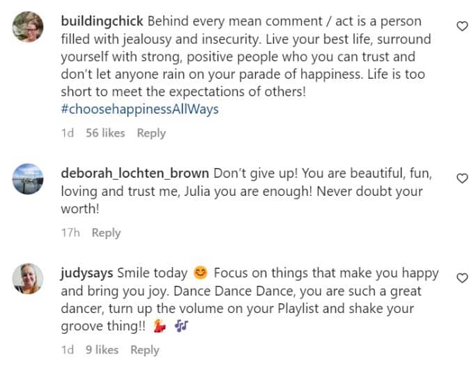 Instagram comments on Julia Trubkina's post